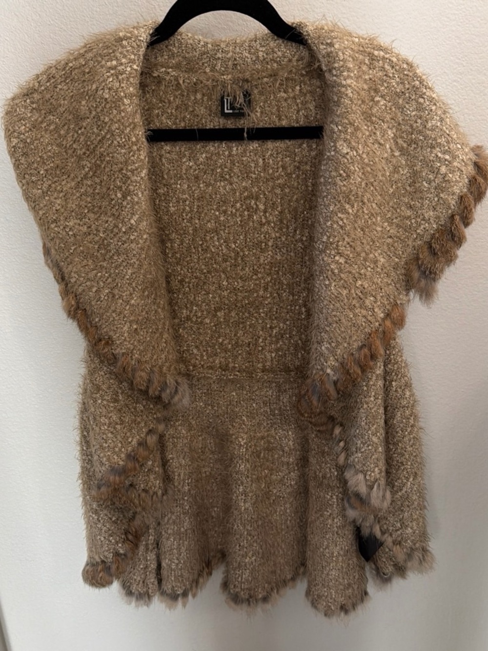 Love Token Chunky Knit Shawl Collar Cardigan in Taupe